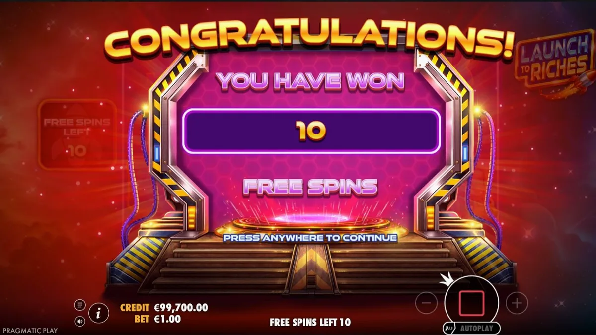 Interface futurista do slot Launch to Riches com nebulosa espacial ao fundo