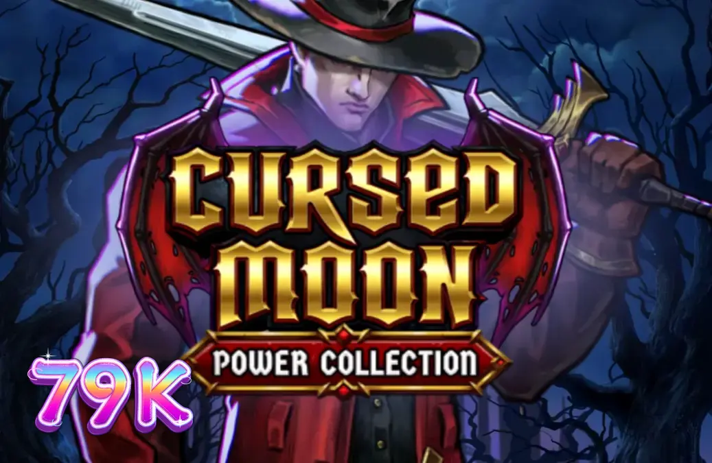 Caçador de monstros em uma floresta gótica sob a lua cheia no slot Cursed Moon Power Collection